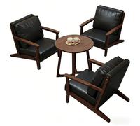 KIBONCY Ensemble de Salle à Manger en Cuir et Bois Massif, Combinaison de Table et de Chaise for la Cuisine à Domicile, Salle à Manger, Petit Restaurant(B)