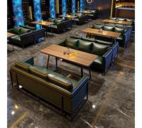 KIBONCY Ensemble De Sièges De Cabine De Restaurant Commercial - Dessus De Table en Bois Massif, Revêtement en Cuir Nappa, Éponge Haute Résilience, Café, Bar, Bistro, Salon, KTV(5)