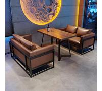 KIBONCY Ensemble De Sièges De Cabine De Restaurant Commercial - Dessus De Table en Bois Massif, Revêtement en Cuir Nappa, Éponge Haute Résilience, Café, Bar, Bistro, Salon, KTV(3)