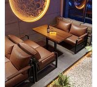 KIBONCY Ensemble De Sièges De Cabine De Restaurant Commercial - Dessus De Table en Bois Massif, Revêtement en Cuir Nappa, Éponge Haute Résilience, Café, Bar, Bistro, Salon, KTV(D)