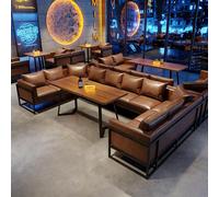 KIBONCY Ensemble De Sièges De Cabine De Restaurant Commercial - Dessus De Table en Bois Massif, Revêtement en Cuir Nappa, Éponge Haute Résilience, Café, Bar, Bistro, Salon, KTV(1)