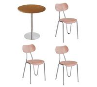 KIBONCY Ensemble De Table À Manger du Milieu du Siècle, Rondes Et Carrées, en Bois, for Bistrot, Café, avec 4 Chaises, Cadre en Métal, Meubles De Cuisine, Combo for Dessert, Salon De Thé(I)