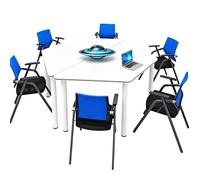 KIBONCY Ensemble de Table d'apprentissage hexagonale assemblée colorée, Bureau d'étudiant Multi-Combinaison avec tabourets for études de Groupe et activités sur Le Campus(H,1.4m)