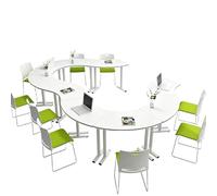 KIBONCY Ensemble de Table de Discussion en Anneau Creux épissé en Croissant, Bureau collaboratif incurvé Librement assemblé avec chaises Eames for réunion de Bureau(A,3.5m)