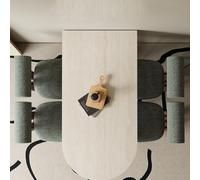 KIBONCY Ensemble De Table De Salle À Manger Rectangulaire avec Pieds en Colonne Romaine Semi-circulaires, Plateau en Travertin Et Placage en Noyer(2 People,140x80x75cm)