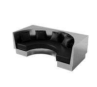 KIBONCY Ensemble De Table Et Sièges De Restaurant Industriel en Acier Inoxydable, Banc De Salle À Manger Modulaire avec Coussins en Simili Cuir for Hot Pot Barbecue Bistro, Gris Argenté(C)