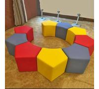 KIBONCY Ensemble de tabourets à 5 et 6 côtés - Sièges Bas en Cuir PU for salles de Classe ou centres de Formation - Tabourets empilables de Forme colorée for Une Utilisation Flexible(B)