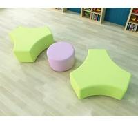 KIBONCY Ensemble De Tabourets Souples en Forme Trèfle Irrégulier, Sièges Modulaires Colorés Mousse, Petite Combinaison Poufs Ronds for Salle Jeux for Enfants, Centre Formation Garderie(E)