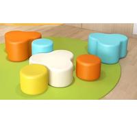 KIBONCY Ensemble De Tabourets Souples en Forme Trèfle Irrégulier, Sièges Modulaires Colorés Mousse, Petite Combinaison Poufs Ronds for Salle Jeux for Enfants, Centre Formation Garderie(L)