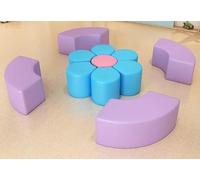 KIBONCY Ensemble De Tabourets Souples en Forme Trèfle Irrégulier, Sièges Modulaires Colorés Mousse, Petite Combinaison Poufs Ronds for Salle Jeux for Enfants, Centre Formation Garderie(N)