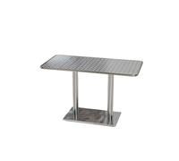 KIBONCY Ensemble Table À Manger Et Chaises en Acier Inoxydable for Restaurant Barbecue Bistro, Meubles Industriels Vintage en Métal avec Design Empilable Pliable, Café Snack-Bar(F120CM)
