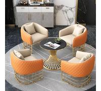 KIBONCY Ensemble Table Basse Ronde et 4 chaises for Salle à Manger, mobilier Confortable for Salon, Balcon ou terrasse.(Orange 60cm)