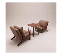 KIBONCY Ensemble Table Et Chaises De Café avec Cadre en Bois Massif, Canapé en Cuir Napa for Salon, Salle À Manger Ou Salon d'affaires(B)