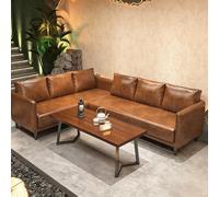 KIBONCY Ensemble Table Et Chaises en Bois Massif De Style Camping Industriel - Dessus en Pin Importé, Revêtement Simili Cuir, Éponge Haute Densité, Cadre en Fer Café, Bar, Bistro(19)