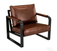 KIBONCY Ensemble Table Et Chaises en Bois Massif De Style Camping Industriel - Dessus en Pin Importé, Revêtement Simili Cuir, Éponge Haute Densité, Cadre en Fer Café, Bar, Bistro(2)