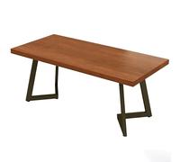 KIBONCY Ensemble Table Et Chaises en Bois Massif De Style Camping Industriel - Dessus en Pin Importé, Revêtement Simili Cuir, Éponge Haute Densité, Cadre en Fer Café, Bar, Bistro(6)