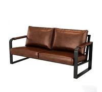 KIBONCY Ensemble Table Et Chaises en Bois Massif De Style Camping Industriel - Dessus en Pin Importé, Revêtement Simili Cuir, Éponge Haute Densité, Cadre en Fer Café, Bar, Bistro(3)