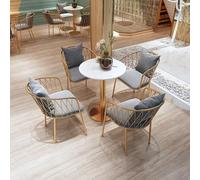 KIBONCY Ensemble Table et chaises for Magasin de thé au Lait Dessert, Chaise inclinable Populaire, Bar de Loisirs, café, Salon de beauté, Studio Photo, Table Simple avec Quatre chaises(J)