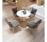 KIBONCY Ensemble Table et chaises for Magasin de thé au Lait Dessert, Chaise inclinable Populaire, Bar de Loisirs, café, Salon de beauté, Studio Photo, Table Simple avec Quatre chaises(I)