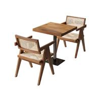 KIBONCY Ensemble Table et chaises rétro en Bois Massif et rotin Style Wabi-Sabi, idéal for Un Restaurant Commercial de Style Western, Un café ou Un Bar. Table et chaises de négociation.(M)