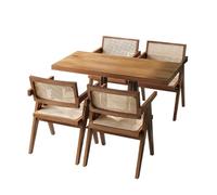 KIBONCY Ensemble Table et chaises rétro en Bois Massif et rotin Style Wabi-Sabi, idéal for Un Restaurant Commercial de Style Western, Un café ou Un Bar. Table et chaises de négociation.(N)
