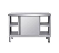 KIBONCY Établi Commercial Robuste avec Portes coulissantes, Table en Acier Inoxydable avec Armoire, Grand Espace de Rangement pour Cuisine, Restaurant, hôtel, Garage, entrepôt(80x40cm)