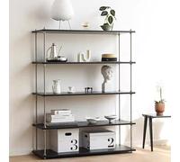 KIBONCY Étagère Industrielle Ouverte - Structure en métal et étagères Noires, bibliothèque Moderne for Salon/Bureau/Rangement décoratif, présentoir Robuste(B)