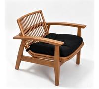 KIBONCY Fauteuil en Bois Massif avec Dossier Rotin Naturel, Chaise De Canapé Simple Tissée Style Bohème du Milieu Siècle, Cadre Respirant(B)