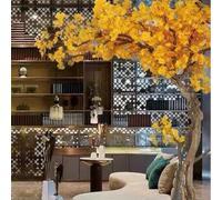 KIBONCY Ginkgo artificiel - Plante jaune - Grand arbre artificiel d'intérieur - Pour salon, scène, projet de décoration - 3 m