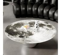 KIBONCY Glass Coffee Table, Round Light Luxury Tempered with Metallic Sphere Base, Compact Small Space Living Room Decor for Modern Home(1.2m)