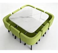 KIBONCY Grand Ensemble De Table D'activités for Enfants Effet Marbre avec Chaises Ergonomiques en Tissu, Jeu D'artisanat d'apprentissage Multi-Places(C)