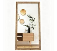 KIBONCY Grand Miroir de Dressing Classique Vintage en Bois Massif, Mural Polyvalent sur Toute la Longueur for Maison et l'espace Commercial(Antique Finish,100x200cm)