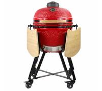 KIBONCY Grill de Barbecue en céramique en Forme d'œuf de 20 Pouces, Four à Pizza Kamado Grill for Jardin extérieur et Patio(Red)