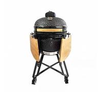 KIBONCY Grill de Barbecue en céramique en Forme d'œuf de 20 Pouces, Four à Pizza Kamado Grill for Jardin extérieur et Patio(Black)