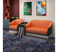 KIBONCY Heavy-Duty Stainless Steel Base Billiard Viewing Sofa, Pool Hall Spectator Chair with Central Storage Side Table for Private Home Room(E)