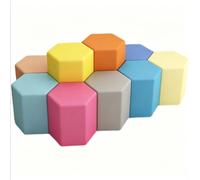 KIBONCY Hexagon Modular Stool Set, Minimalist Shoe Changing Bench for Playroom, Classroom & Office Collaborative Space(B,45 * 45cm)