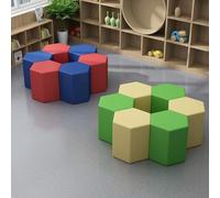 KIBONCY Hexagon Modular Stool Set,Multi-Purpose Footstool for Living Room, for Playroom, Classroom & Office Collaborative Space(C,60cm*40cm)