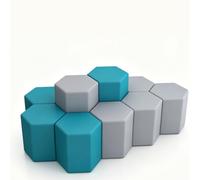 KIBONCY Hexagon Modular Stool Set,Sofa Combination for Training Institutions, for Playroom, Classroom & Office Collaborative Space(B,50 * 35cm)