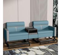 KIBONCY Industrial-Chic Billiard Two-Seat Sofa, PU Leather Pool Room Furniture with Functional Side Table, Heavy-Duty Metal Base(6)