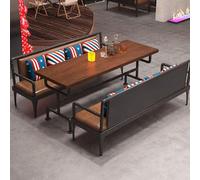 KIBONCY Industrial-Style Bistro Booth Sofas, Coffee Bar Theme Restaurant Barbecue Restaurant Dining Table and Chairs(A12)