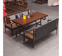 KIBONCY Industrial-Style Bistro Booth Sofas, Coffee Bar Theme Restaurant Barbecue Restaurant Dining Table and Chairs(A11)