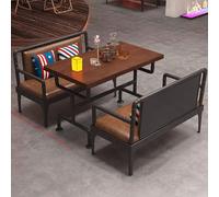 KIBONCY Industrial-Style Bistro Booth Sofas, Coffee Bar Theme Restaurant Barbecue Restaurant Dining Table and Chairs(A10)