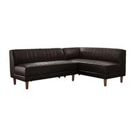 KIBONCY L-Shaped Faux Leather Booth Sofa with Retro Vertical Tufting, Easy Assembly Corner Sturdy & Comfortable Modular Design(6)