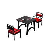 KIBONCY Large 8-Seat Restaurant Table Set, Faux Marble Tabletop with PU Leather Chairs Sturdy Metal Legs for Banquet and Catering(A)
