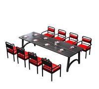 KIBONCY Large 8-Seat Restaurant Table Set, Faux Marble Tabletop with PU Leather Chairs Sturdy Metal Legs for Banquet and Catering(D)
