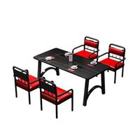 KIBONCY Large 8-Seat Restaurant Table Set, Faux Marble Tabletop with PU Leather Chairs Sturdy Metal Legs for Banquet and Catering(C)