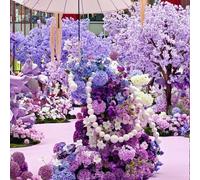 KIBONCY Large Artificial Purple Jacaranda Tree, Fake Flowering for Wedding, Mall, and Commercial Event Decoration(1.2mx1m)