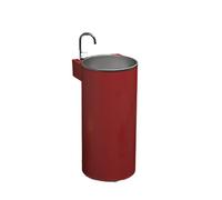 KIBONCY Lavabo Cylindrique sur Pied en Acier Inoxydable avec Plate-Forme De Robinet Latéral, Grand Évier Tout-en-Un for Cabine Extérieure, Station De Lavage Intégrée À Cuve Profonde(Style2)