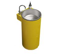 KIBONCY Lavabo Cylindrique sur Pied en Acier Inoxydable avec Plate-Forme De Robinet Latéral, Grand Évier Tout-en-Un for Cabine Extérieure, Station De Lavage Intégrée À Cuve Profonde(Style1)