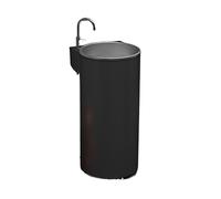 KIBONCY Lavabo Cylindrique sur Pied en Acier Inoxydable avec Plate-Forme De Robinet Latéral, Grand Évier Tout-en-Un for Cabine Extérieure, Station De Lavage Intégrée À Cuve Profonde(Style3)